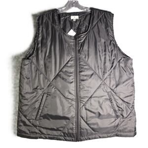 Socialite Quilted Puffer Vest Womens Plus Black Lightweight Full Zip Outdoor NWT
